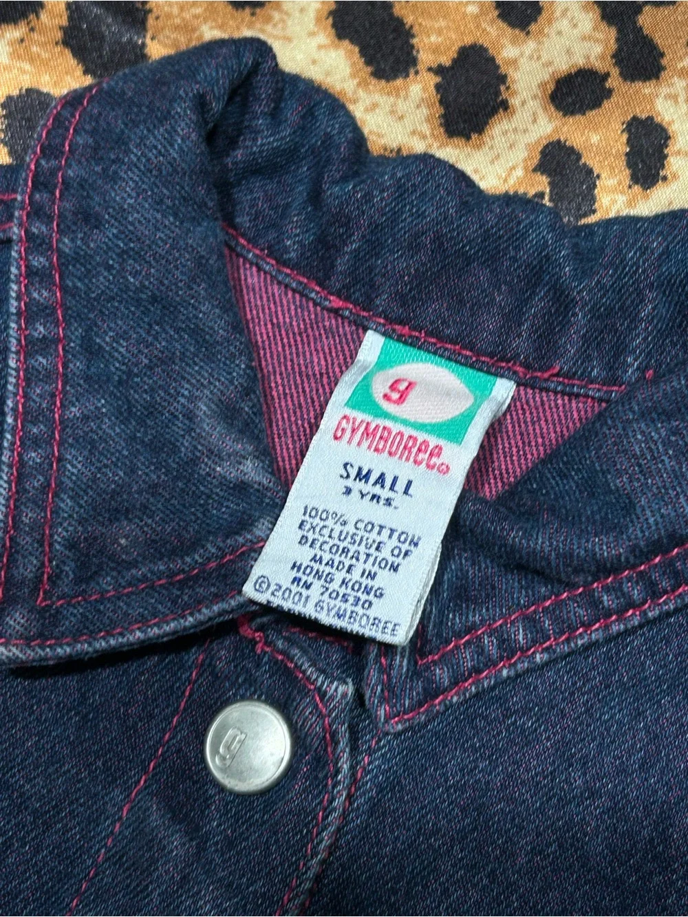 Vintage Y2K Gymboree Dark Wash Denim Jacket with Embroidered Flowers